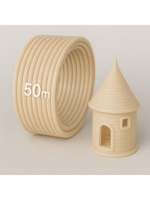 Alseka 3D Kalem Yazıcı Için 50 Metre Krem Renk Pla Filament
