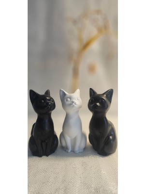 Laurel-Wood 3'lü Dekoratif Şans Kedi Figürleri