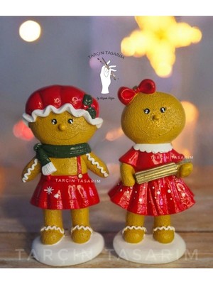El Yapımı,2'li Sevimli Kurabiye Adam Biblo,(Gingerman)(Handmade)