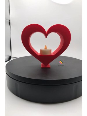 14 Şubat Sevgililer Günü Hediyesi Kalp LED Mumluk - (Led Mum Hediye) 14 cm  Dekorasyon Ev Ofis Biblo