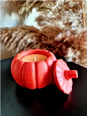 Turuncu Dekoratif Kapaklı Bal Kabağı Beton 8x8  cm