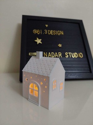 Kış Evi Tealight Mumluk / Tealight Hediyeli