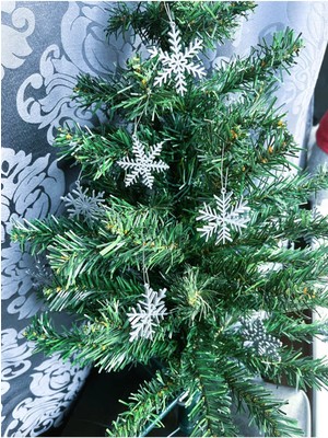 Yılbaşı Dekoratif Ağaç Süsü Beyaz Kar Taneleri Set 12LI