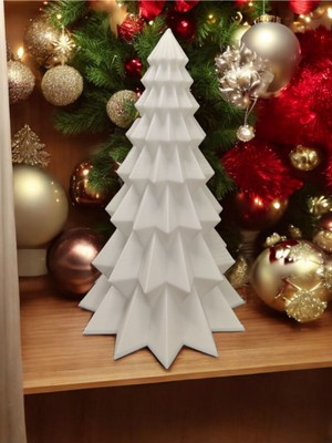 Yılbaşı Süsü Noel Çam Ağacı Dekoratif Obje Beyaz 16  cm
