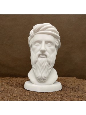 Pisagor Büst Matematikçi Pisagor Kitaplık Konsol Süsü Dekoratif Heykel 15  cm