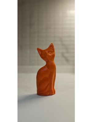 Laurel-Wood Dekoratif Tekli Kedi Figür(Vernikli)