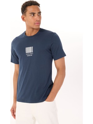 Jack & Jones Bisiklet Yaka Lacivert Erkek T-Shirt 12288570_JCOBARCODE Tee Ss Crew Nec