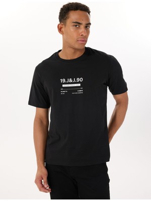 Jack & Jones Bisiklet Yaka Siyah Erkek T-Shirt 12288506_JCOOLE Tee Ss Crew Neck Bs