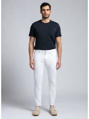 Lee Cooper London Normal Bel Dar Konik Kesim Daralan Paça Beyaz Erkek Jean Pantolon