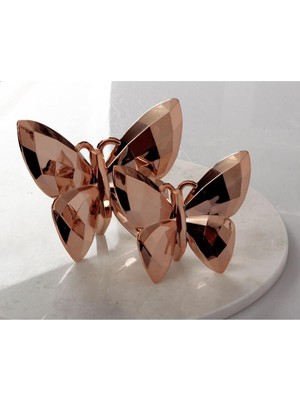 Akrilik Kristal Kesim 2'li Biblo Kelebek Bronz 12  cm  x 14  cm