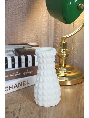 Lüx Vintage Beton Vazo Beyaz 19  cm