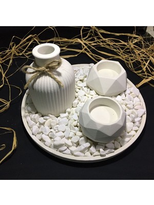 Vazo Elmas , Prizma Mumluk ve Alt Tabak ve Taş Dahil Gift Decor