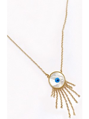 Nazar Boncuğu Altın Renk Çelik Kolye