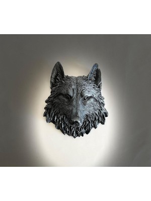 Dekoratif Obje Biblo Kurt Başı Kafası Duvara Asılan Heykel 21 x 20  cm