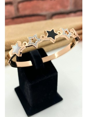 Rose Renk Çelik Kelepçe Bileklik