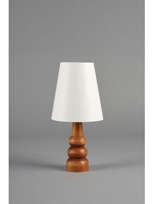 Avela Ahşap Abajur Naturel-Beyaz (16X16X34 Cm)