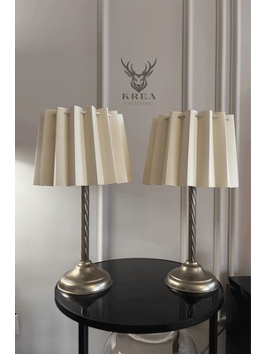 Akordiyon Şapkalı 2'li Metal Eskitme Abajur Seti