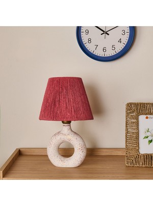 Hmy Design Printemps Handmade Seramik Abajur - Pembe / Beyaz - 42X25X25 cm