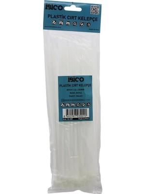 100PCS Beyaz   3.6X250MM  Plastik Cırt Kelepçe