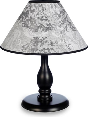 Brass Siyah Metal Ayaklı Gri Desenli Abajur