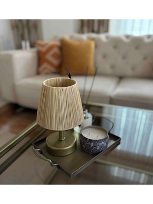 Hasır Masa Üstü Kablosuz Pilli Abajur Eskitme