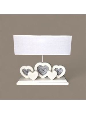Beyaz Çerçeveli Kalp Abajur