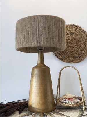 Abajur Rattan Bambu Hasır Jüt Makrome Ahşap Abajur Masa Lambası