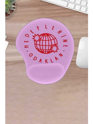 Karmat Damla, Pembe, Hedeflerine Odaklan, Bilek Destekli, Konforlu, Mousepad, Bilgisayar Aksesuarı, Laptop Aksesuarı