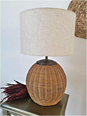 Abajur Rattan Bambu Hasır Jüt Makrome Ahşap Abajur Masa Lambası