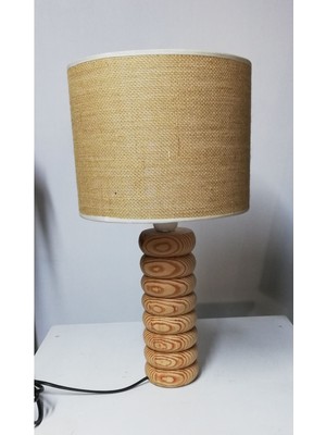 Ahşap Abajur Hasır Başlıklı Ahşap Abajur