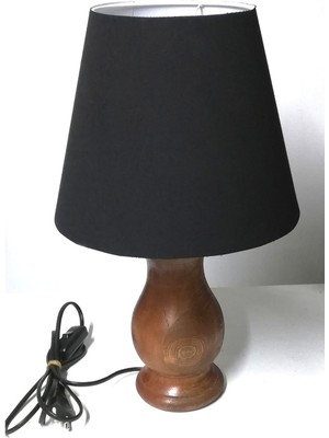 Siyah Başlıklı Ahşap Abajur Siyah Abajur Ahşap Abajur