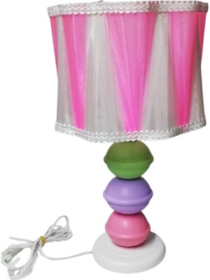 Pembe Kız Çocuk Odası Abajuru,pembe Yatak Odası Abajuru Lila Yeşil Top Abajur