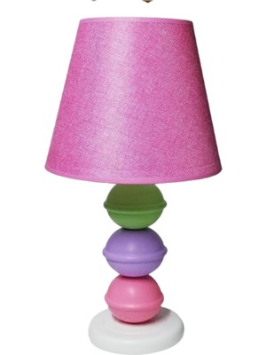 Pembe Ahşap Kız Çocuk Odası Abajuru,pembe Ahşap Yatak Odası Abajuru Lila Yeşil Ahşap Top Abajur