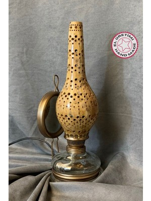 - Yunus 4471 El Yapımı Su Kabağı Gaz Lambası Görünümlü Gece Lambası 13 x 35 cm