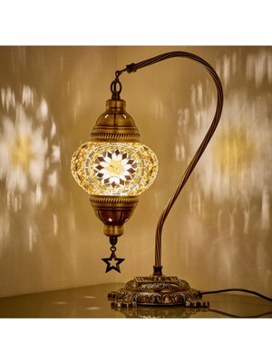 Mozaik Masaüstü Komodin Masa Lambası Türk ve Fas Hediyelik Abajur Gece Lambası (Açıklamayı Okuyunuz