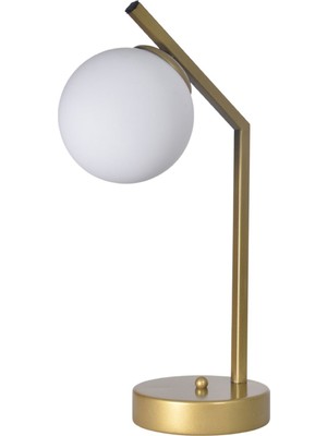 Brüksel Modern Tasarım Dizayn Eskitme Renk Metal Beyaz Camlı Abajur Gece Lambası Masa Lambası