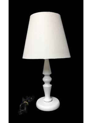 Ahşap Ayaklı Yatak Odası Abajuru Naturel Ayaklı Koyu Ceviz Ayaklı