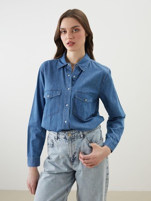 Loose Fit Kadın Jean Gömlek
