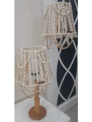 Makrome  Modern Ikili Boncuklu Şık Abajur Iskeleti