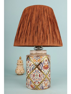 Arme Desenli Handmade Seramik Abajur Kahverengi