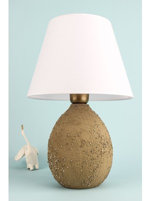 Plus Handmade Seramik Abajur Kahve-Beyaz