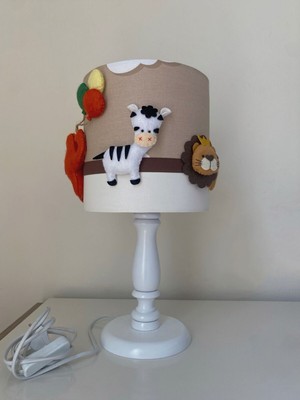 Kahve Bulutlu Krem Renk Amazon Hayvan Figürlü Tasarım Bebek/çocuk Odası Abajur