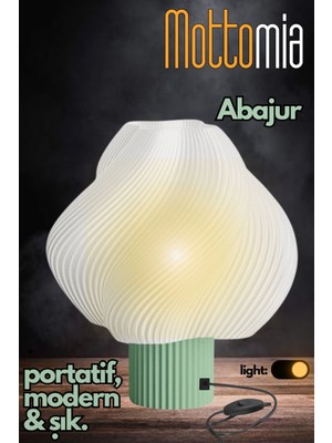 Green Tea Creme Cloud Modern ve Minimal Dekoratif Abajur - Kablolu gece ve Masa lambası