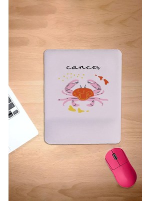 Karmat Dikdörtgen, Pembe, Cancer, Yengeç Burcu Sembolü, Bilek Destekli, Konforlu Mousepad,oyuncular Için Mousepadi Laptop Aksesuarı