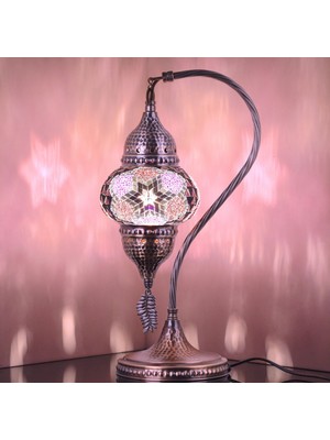 Otantik Türk Lambası,  Türk Fas Mozaik Masa Başucu Lambası, %100 El Işi, Deveboynu 40CM