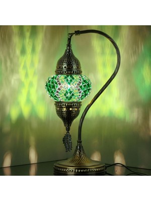 Otantik Türk Lambası,  Türk Fas Mozaik Masa Başucu Lambası, %100 El Işi, Deveboynu 40CM