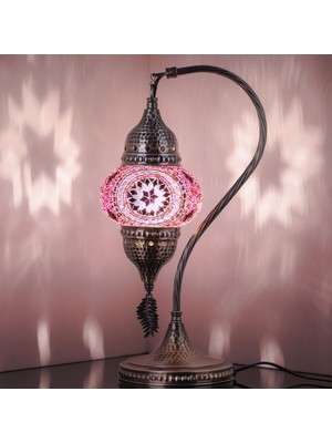 Otantik Türk Lambası,  Türk Fas Mozaik Masa Başucu Lambası, %100 El Işi, Deveboynu 40CM