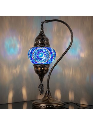 Otantik Türk Lambası,  Türk Fas Mozaik Masa Başucu Lambası, %100 El Işi, Deveboynu 40CM