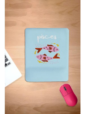 Karmat Dikdörtgen, Pisces, Mavi, Balık Burcu Sembolü, Bilek Destekli, Konforlu Mousepad, Bilgisayar Faresi Aksessuaro, Oyuncular Için