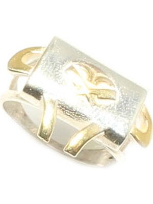 Nusret Takı 925 Ayar Gümüş Motifli Altın Yaldızlı Yüzük